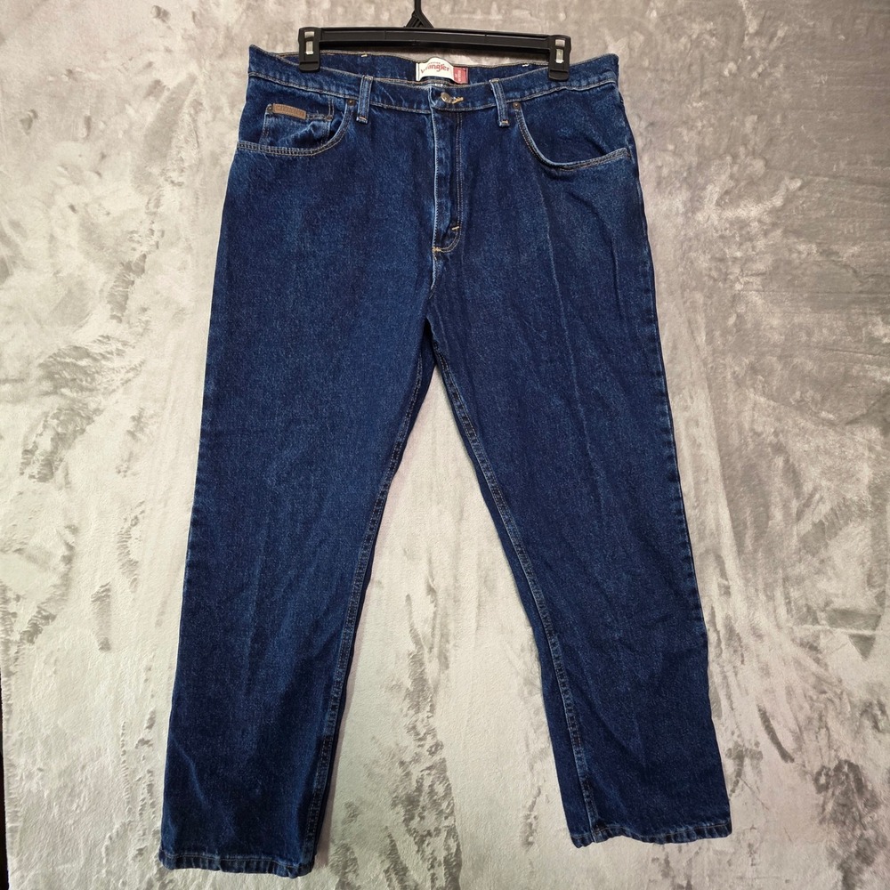 Genuine Wrangler Regular Fit Dark Wash Denim Jeans Mens 38x29 MGW20DD
